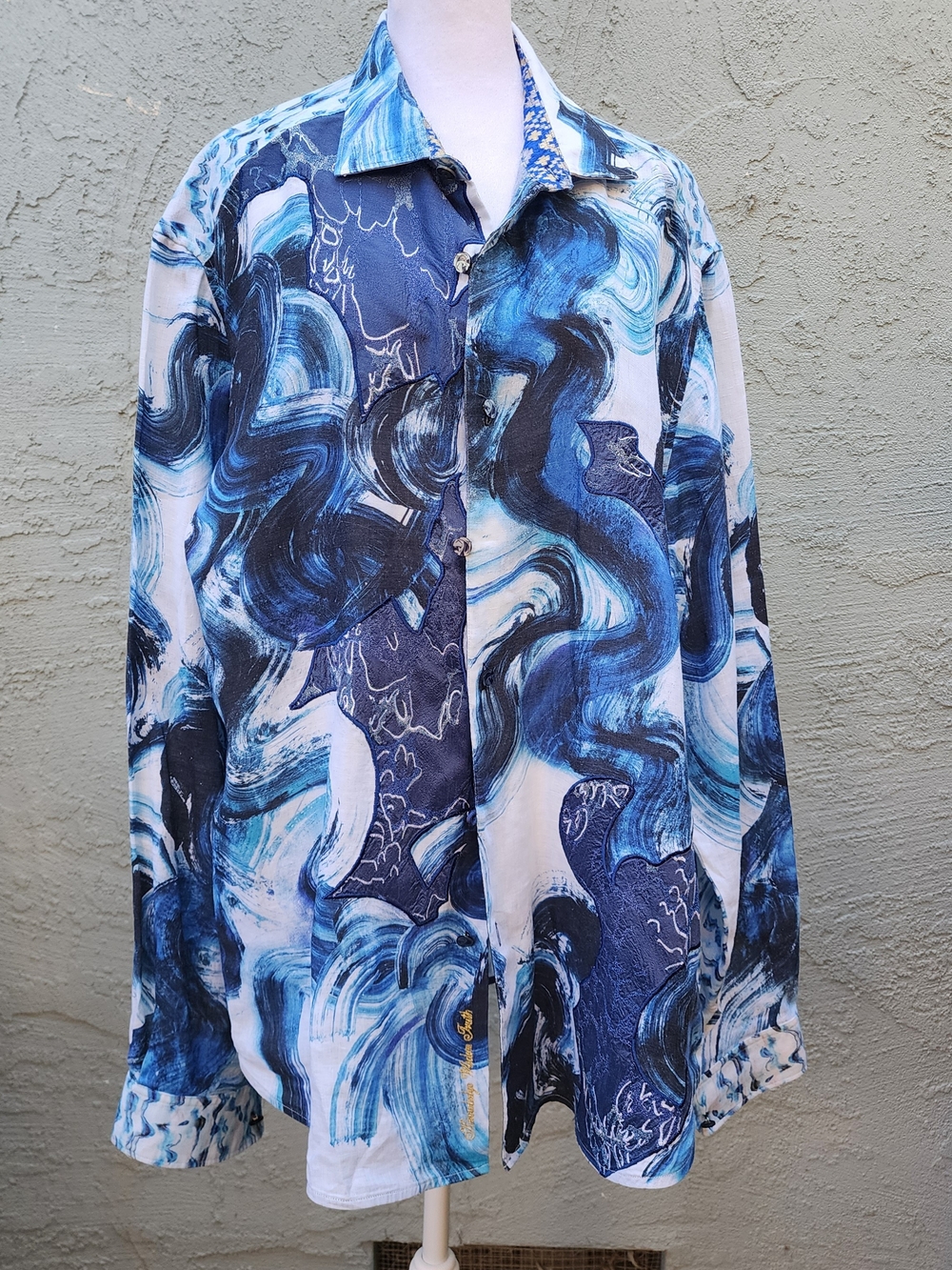 Robert Graham Limited Edition Boulder Beach Linen Shirt Blue Wave 397/1226